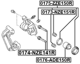 0176-ADE150R - REAR CALIPER PISTON WITH MECHANISM D38.1