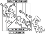 0176-ZRE151R-KIT - REPAIR KIT, REAR CALIPER PISTON WITH MECHANISM D36