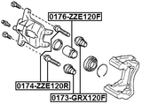 0176-ZZE120F - FRONT CALIPER PISTON D57.2
