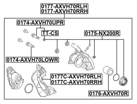 0177-AXVH70RLH - REAR LEFT BRAKE CALIPER ASSEMBLY (WITH BRACKET)