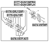 0177-GUN126FLH - FRONT LEFT BRAKE CALIPER ASSEMBLY