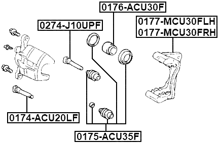 0177-MCU30FRH - FRONT RIGHT BRAKE CALIPER ASSEMBLY (WITH BRACKET)