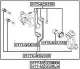 0177-MCU30RRH - REAR RIGHT BRAKE CALIPER ASSEMBLY (WITH BRACKET)