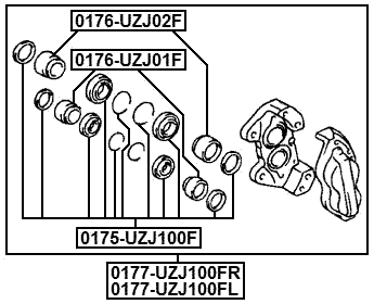 0177-UZJ100FL - FRONT LEFT BRAKE CALIPER ASSEMBLY