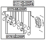 0177-VDJ200FR - FRONT RIGHT BRAKE CALIPER ASSEMBLY
