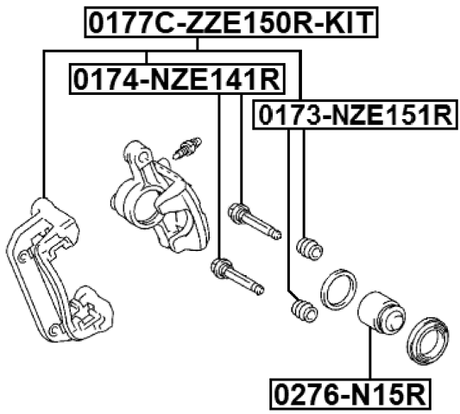 0177C-ZZE150R-KIT - REAR BRAKE CALIPER BRACKET CARRIER SET
