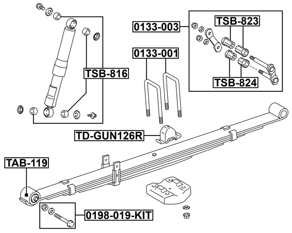 0198-019-KIT - SUSPENSION ARM BOLT W/ WASHER REPAIR KIT