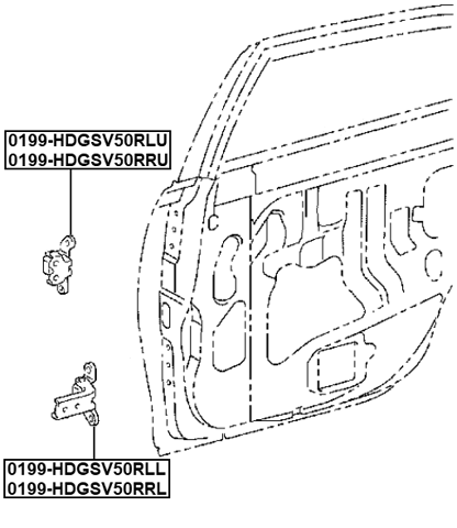 0199-HDGSV50RRU - RIGHT REAR DOOR UPPER HINGE