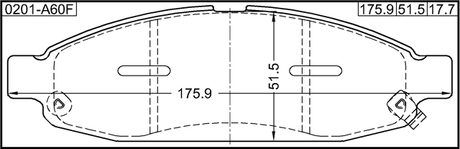 0201-A60F - PAD KIT, DISC BRAKE, FRONT - KIT (WITH ANTI SQUEAL SHIM, WITH BRACKETS)