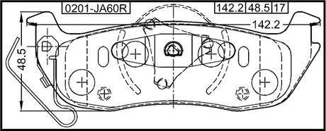 0201-JA60R - PAD KIT, DISC BRAKE, REAR (WITH ANTI SQUEAL SHIM, WITH BRACKETS)