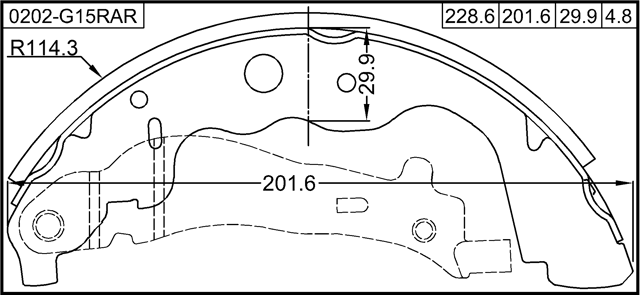 0202-G15RAR - SHOE KIT, REAR BRAKE