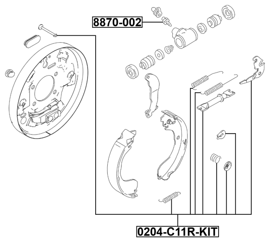 0204-C11R-KIT - BRAKE SHOE FITTING KIT (SET FOR TWO SIDES)