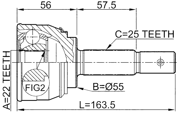 0210-013 - OUTER CV JOINT 22X55X25