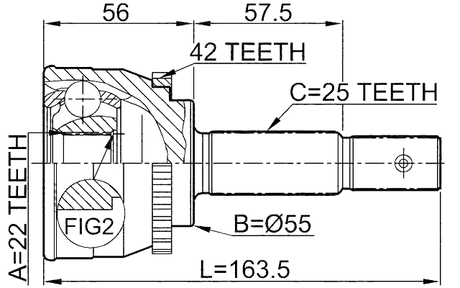 0210-013A42 - OUTER CV JOINT 22X55X25