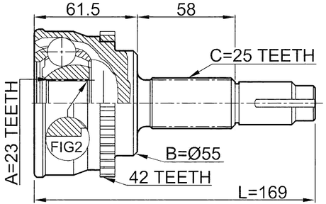 0210-017A42 - OUTER CV JOINT 23X55X25