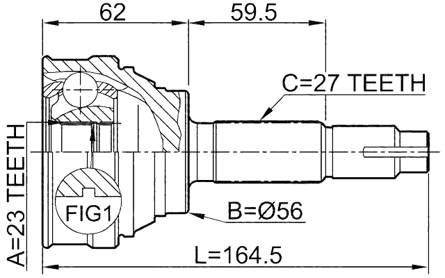 0210-019 - OUTER CV JOINT 23X56X27