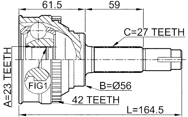 0210-019A42 - OUTER CV JOINT 23X56X27