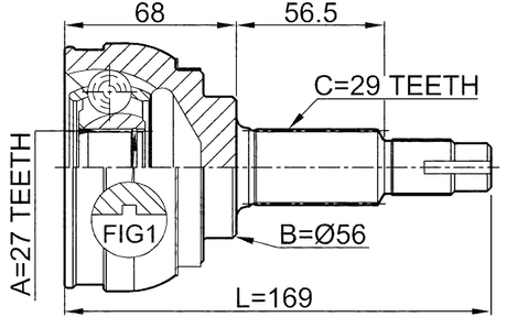 0210-027 - OUTER CV JOINT 27X56X29