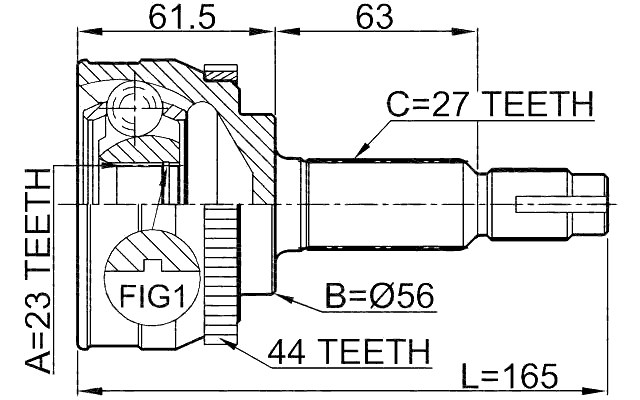 0210-034A44 - OUTER CV JOINT 23X56X27