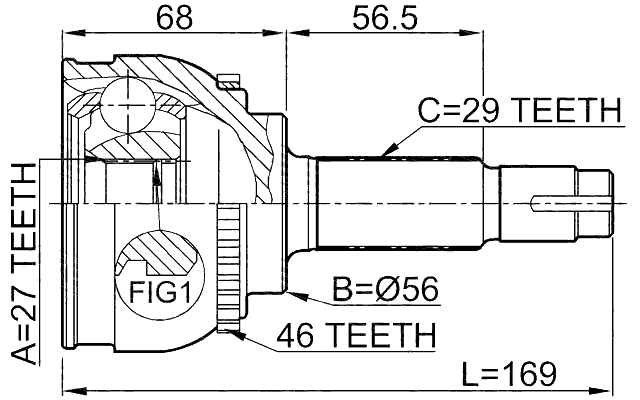 0210-040A46 - OUTER CV JOINT 27X56X29