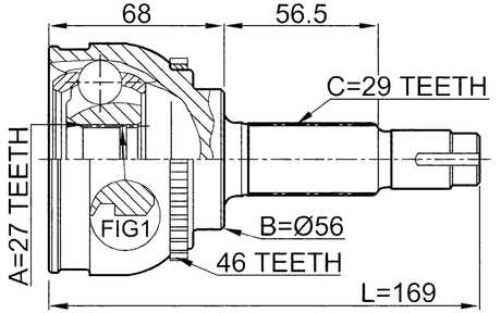 0210-040A46 - OUTER CV JOINT 27X56X29