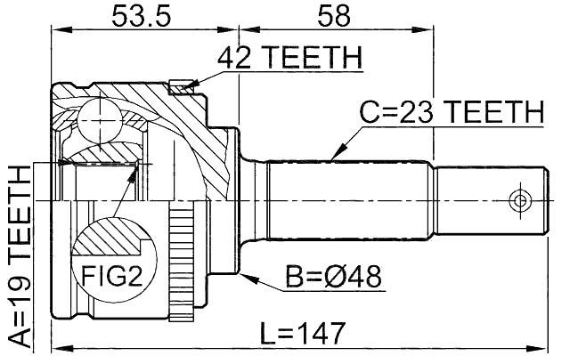 0210-043A42 - OUTER CV JOINT 19X48X23
