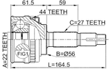 0210-051A44 - OUTER CV JOINT 22X56X27