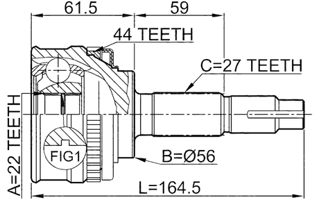 0210-051A44 - OUTER CV JOINT 22X56X27