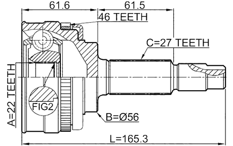 0210-051A46 - OUTER CV JOINT 22X56X27