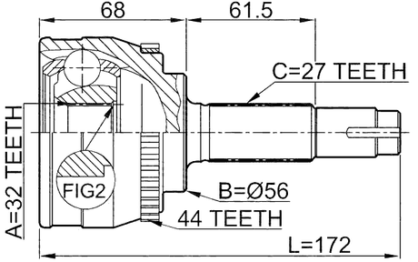 0210-057A44 - OUTER CV JOINT 32X56X27