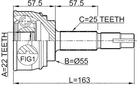 0210-060 - OUTER CV JOINT 22X55X25