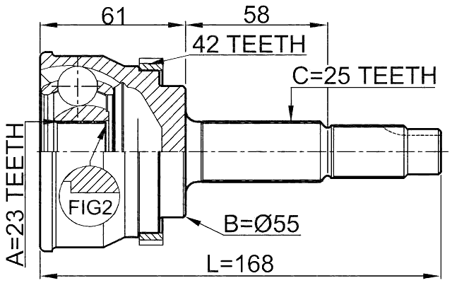 0210-061A42 - OUTER CV JOINT 23X55X25