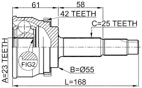 0210-061A42 - OUTER CV JOINT 23X55X25