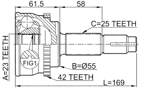 0210-062A42 - OUTER CV JOINT 23X55X25