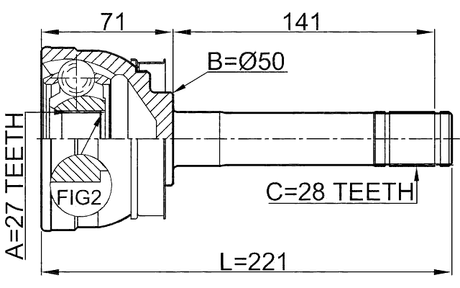 0210-064 - OUTER CV JOINT 27X50X28
