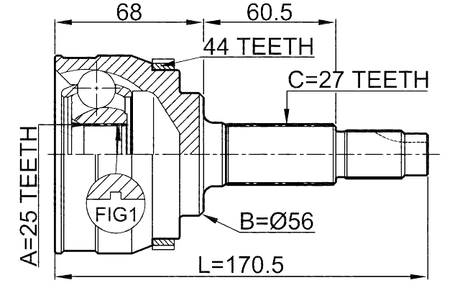 0210-065A44 - OUTER CV JOINT 25X56X27