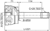 0210-071 - OUTER CV JOINT 25X50X28