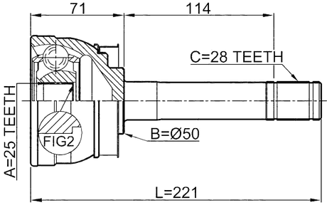 0210-071 - OUTER CV JOINT 25X50X28