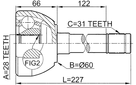 0210-073 - OUTER CV JOINT 28X60X31