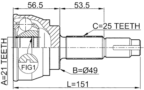 0210-080 - OUTER CV JOINT 21X49X25