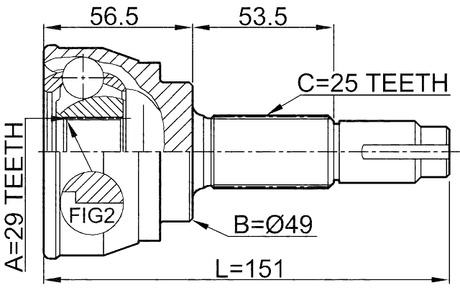 0210-084 - OUTER CV JOINT 29X49X25