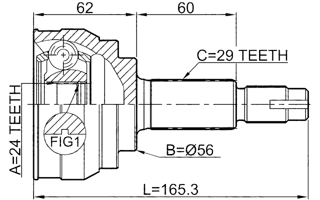 0210-089 - OUTER CV JOINT 24X56X29