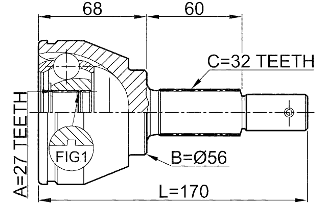 0210-A35 - OUTER CV JOINT 27X56X32