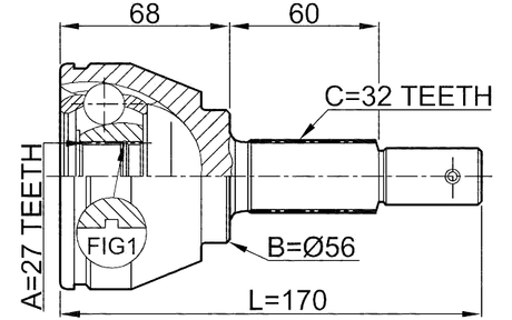 0210-A35 - OUTER CV JOINT 27X56X32