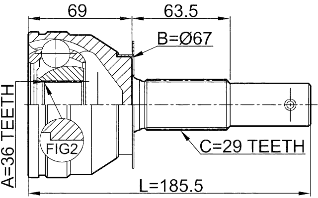 0210-A60 - OUTER CV JOINT 36X67X29