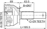 0210-A60 - OUTER CV JOINT 36X67X29