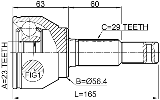 0210-B17 - OUTER CV JOINT 23X56.4X29