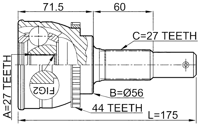 0210-C24A44 - OUTER CV JOINT 27X56X27