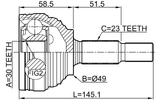 0210-G15RA - OUTER CV JOINT 30X49X23
