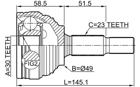 0210-G15RA - OUTER CV JOINT 30X49X23